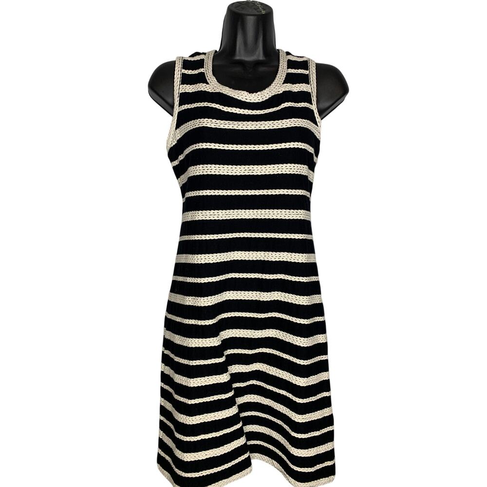 Max Studio Women's S Black & White Braided Stripe Summer Dress